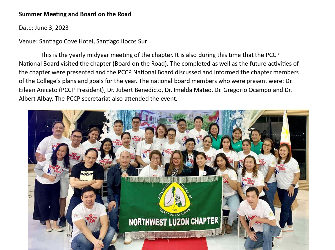 North West Luzon Chapter  of Philippine College of  Chest Physicians (PCCP)