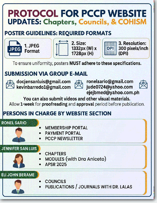 PROTOCOL FOR PCCP WEBSITE UPDATES