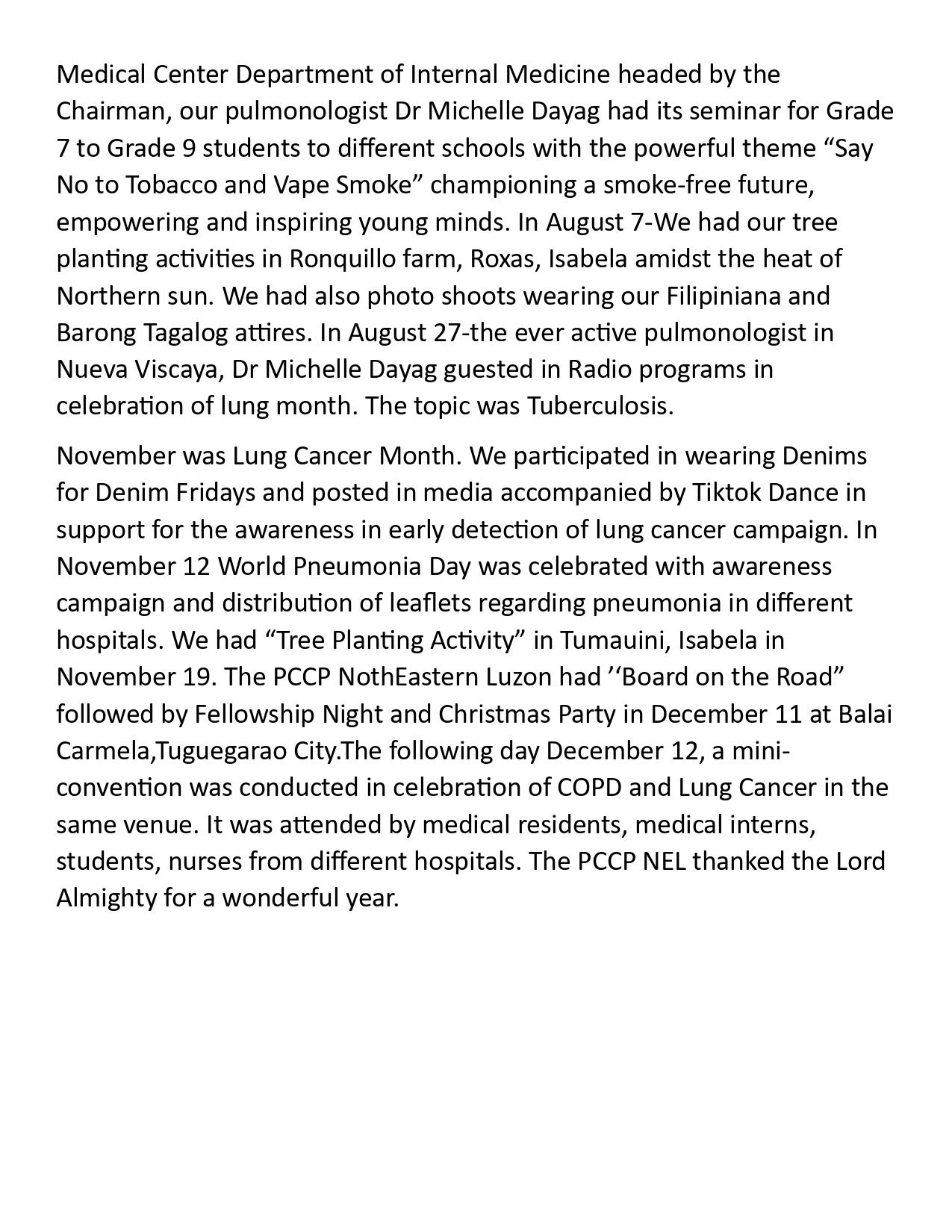 North Eastern Luzon Chapter 2023